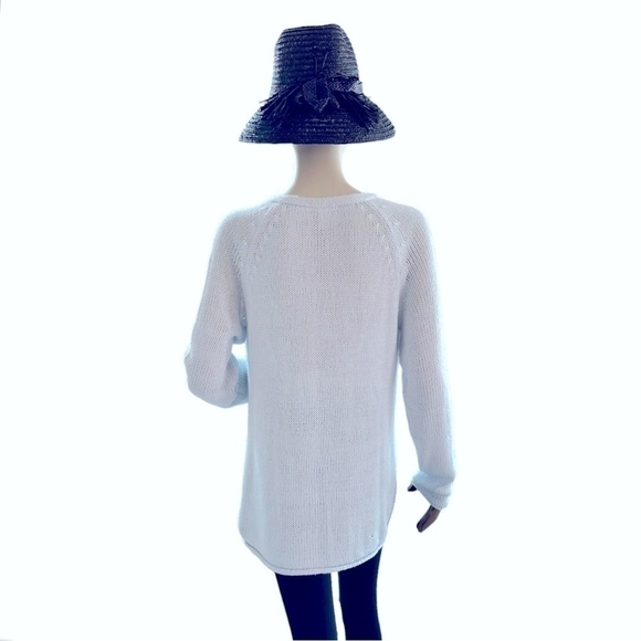 Women Pullover H&M Light Blue Casual Sweater Long Sleeve Drop Shoulder Knit Top - Picture 7 of 8